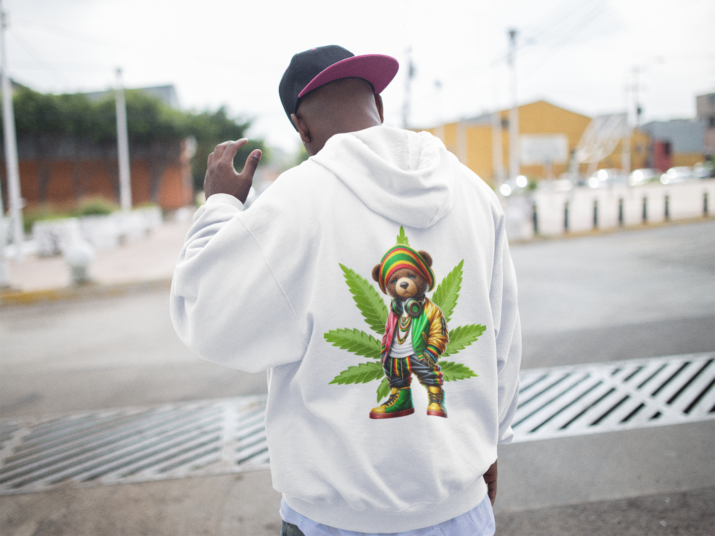 Rasta Bear Hoodie (Back Image)