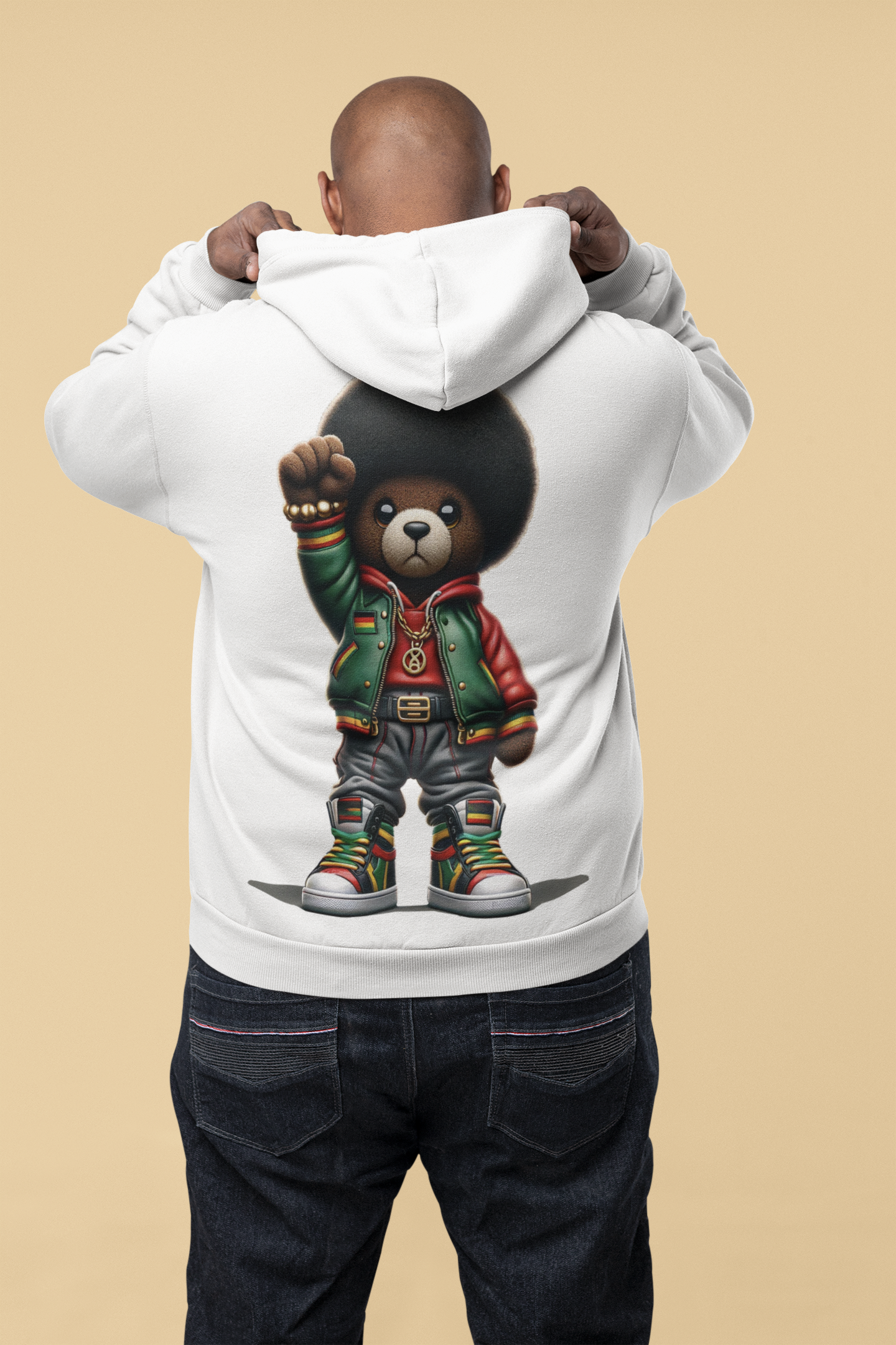 Fight the Power Bear Hoodie (Back Image)
