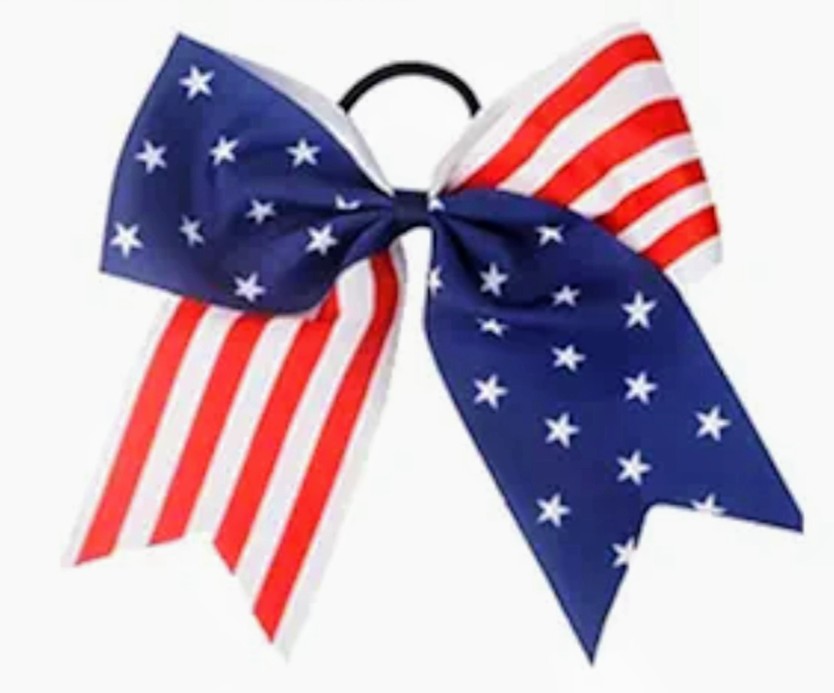 American USA Flag Cheer Bow