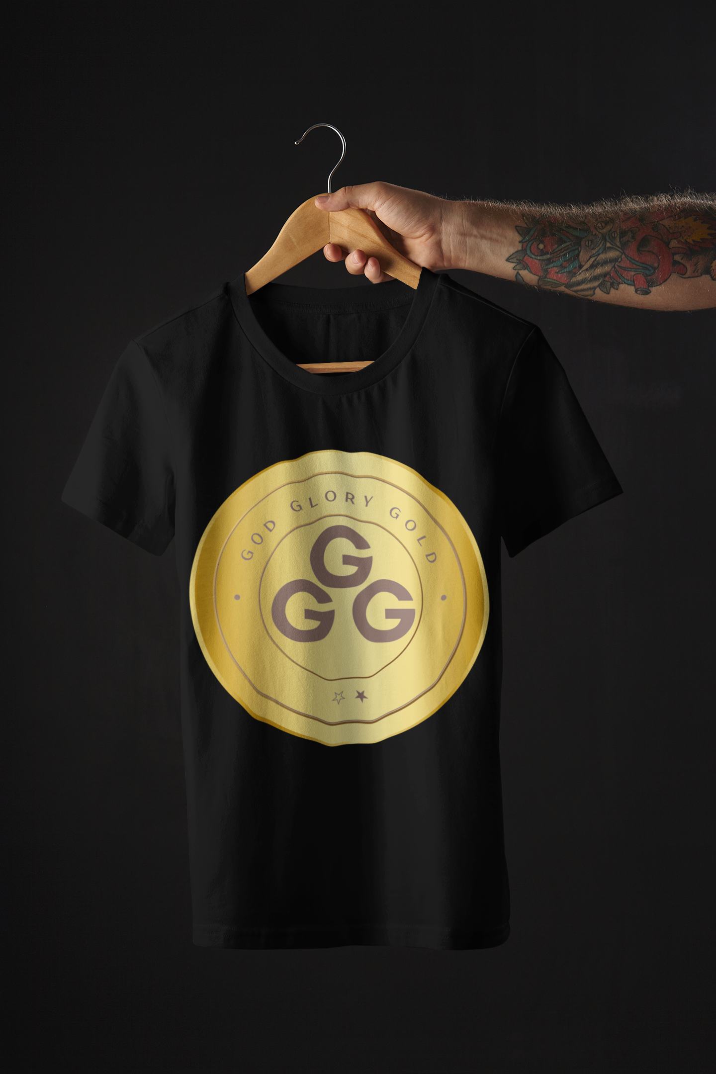 God, Glory, Gold Designer T-Shirt