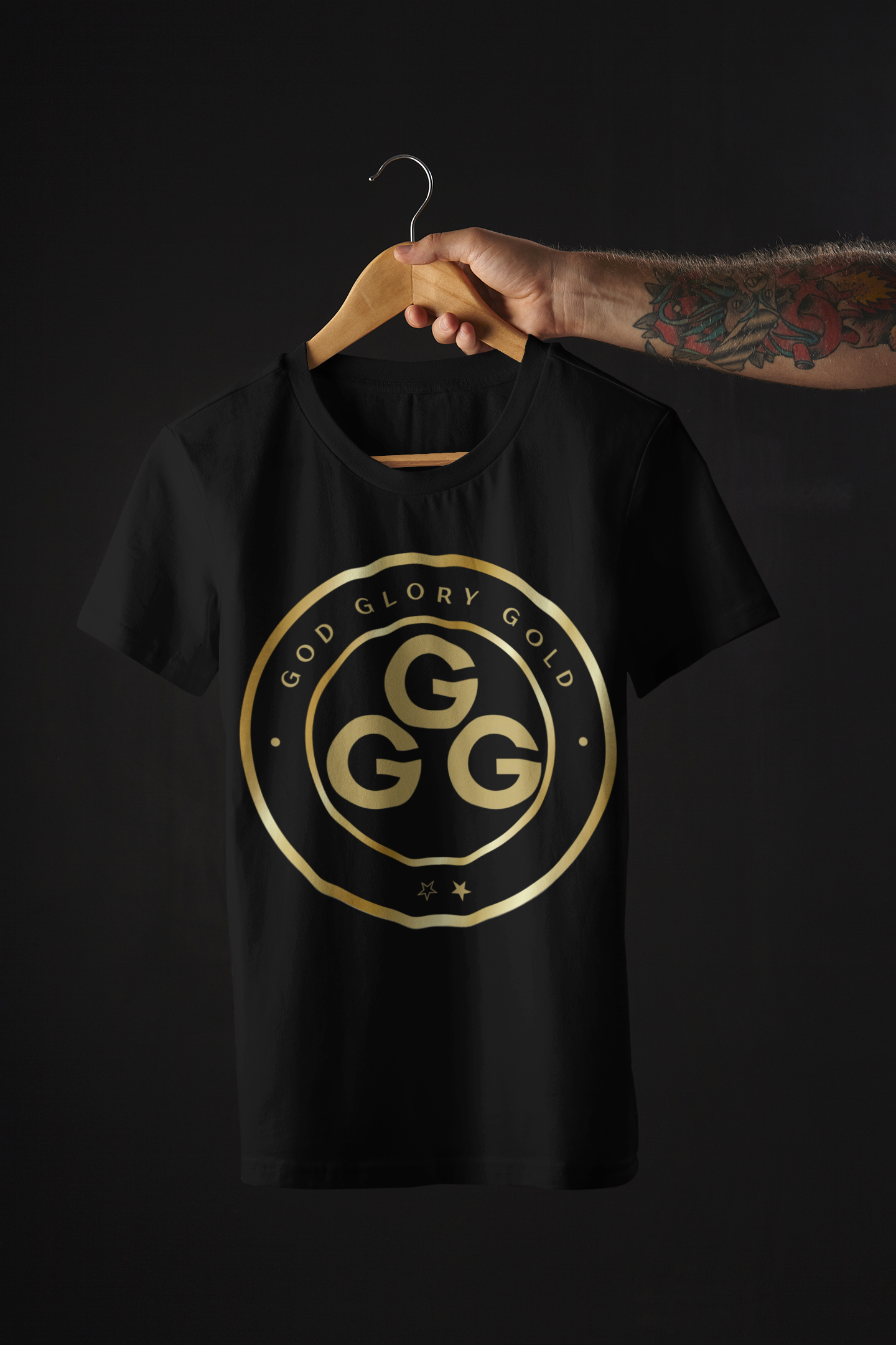 God, Glory, Gold Designer T-Shirt