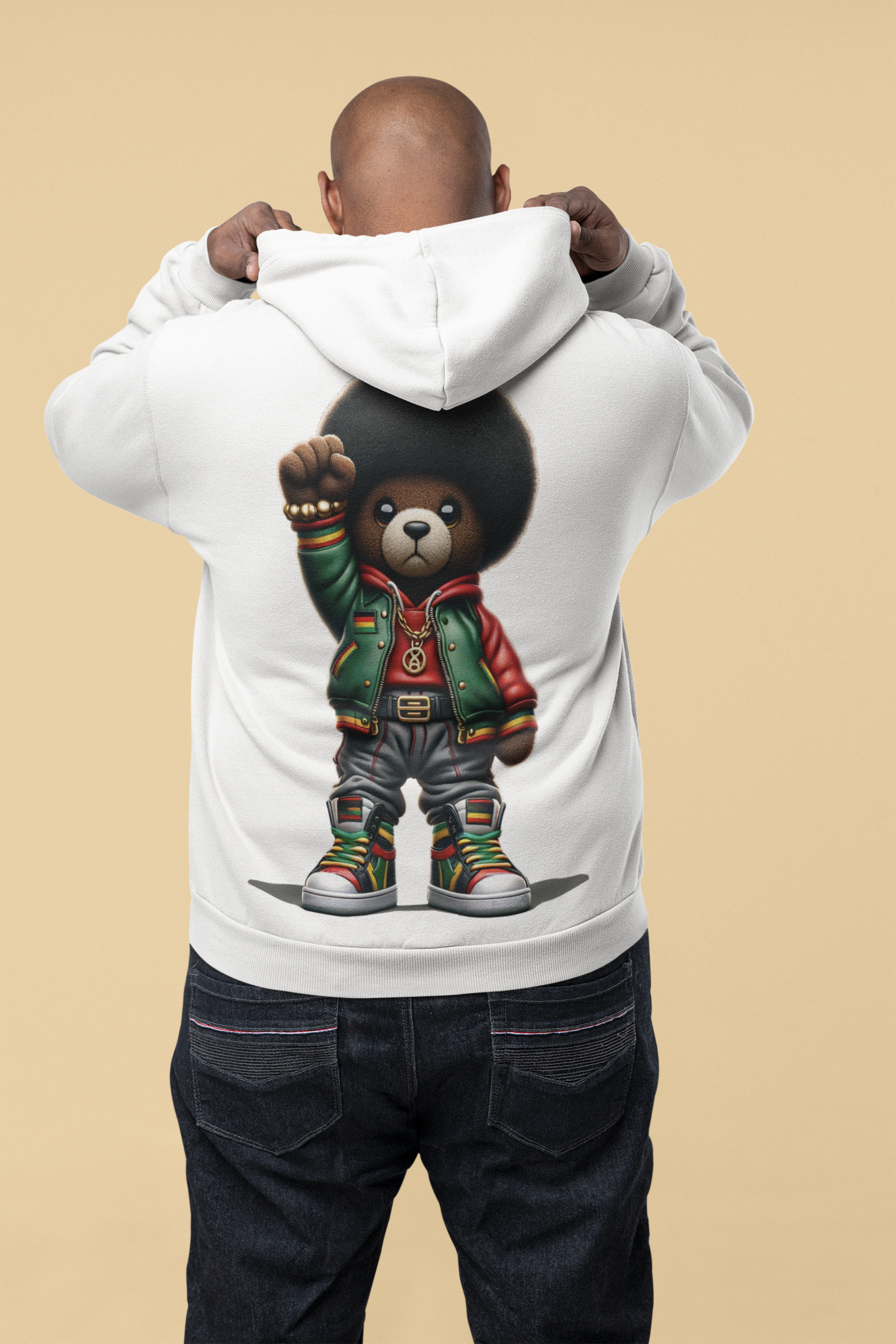 Fight the Power Bear  Hoodie (Back Image)