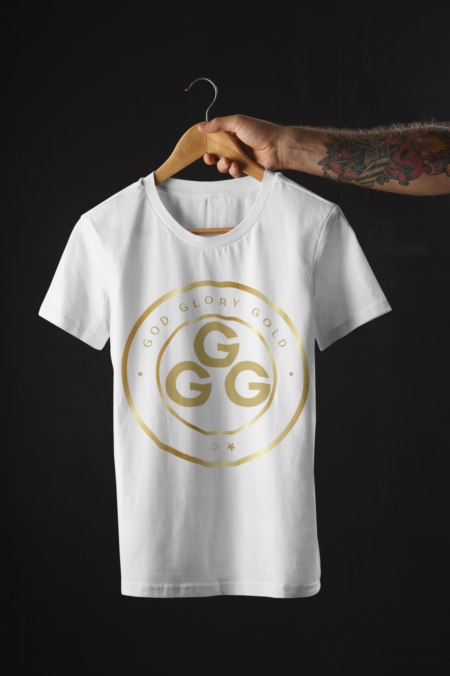 God, Glory, Gold Designer T-Shirt